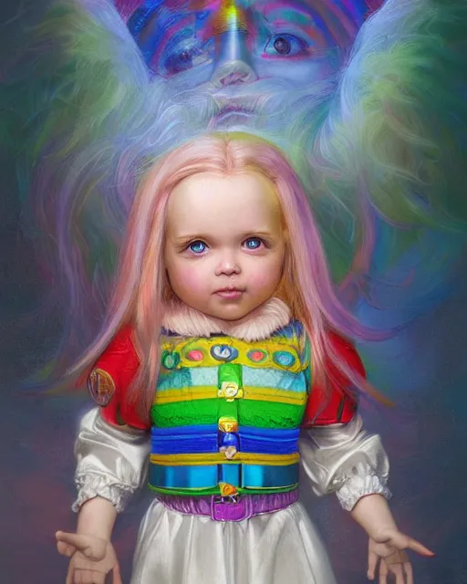 Image similar to rainbow brite portrait | highly detailed | very intricate | symmetrical | whimsical and magical | soft cinematic lighting | award - winning | closeup portrait | cute doll | painted by donato giancola and mandy jurgens and charlie bowater | pastel color palette | featured on artstation