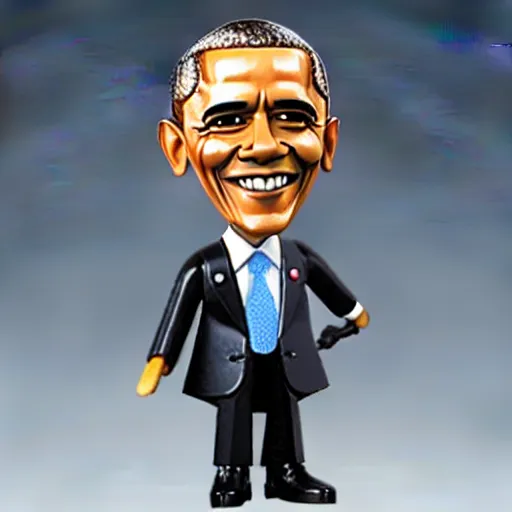 Prompt: barack obama plastic figurine bobblehead toy