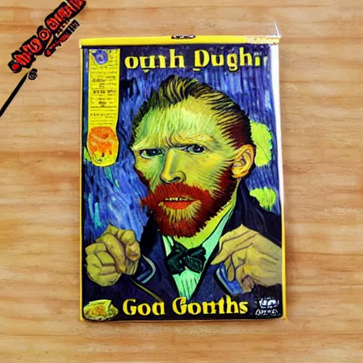 Image similar to van gogh ( gold teeth ) stop motion vinyl action figure, plastic, toy, butcher billy style