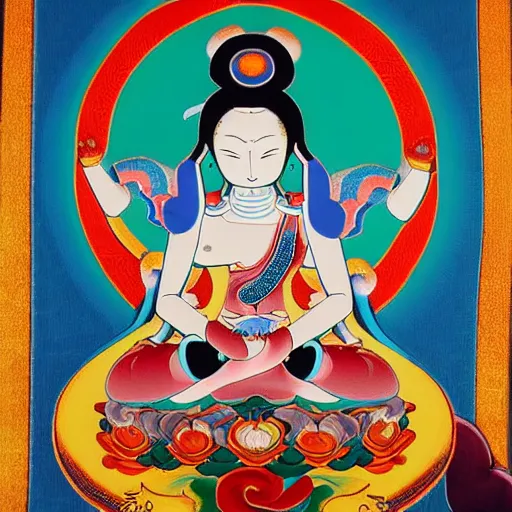 Image similar to thangka portrait of hatsune miku