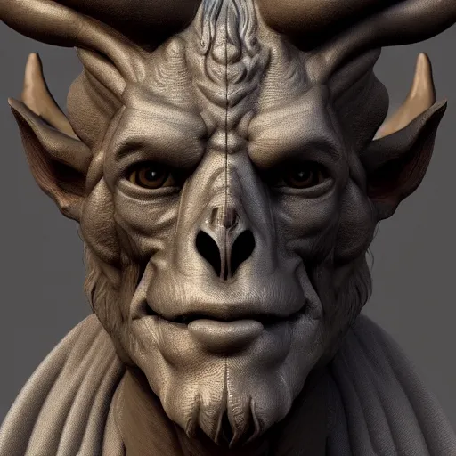 Image similar to a portrait of baphomet, 8 k, zbrush, octane, 8 k, incredibly detailed