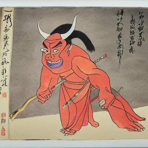 red ogre, naita aka oni, traditional painting, | Stable Diffusion | OpenArt