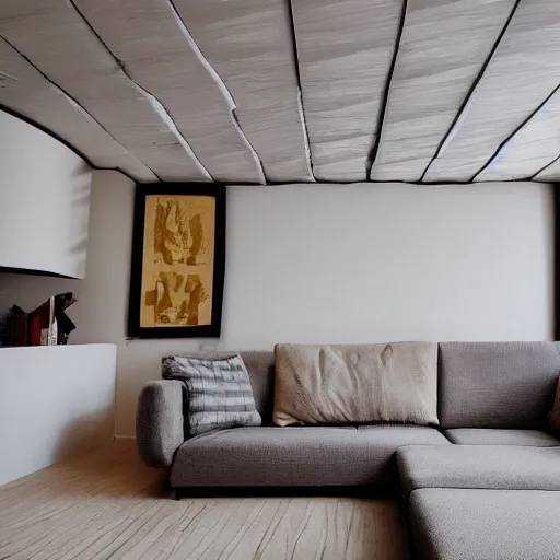 Image similar to a couch on the ceiling