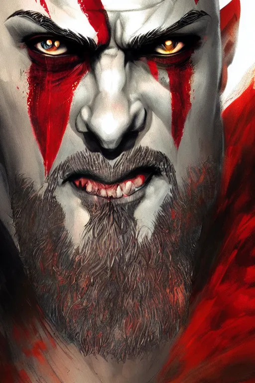 Prompt: a ultradetailed beautiful panting of kratos from god of war, by conrad roset, greg rutkowski and makoto shinkai trending on artstation