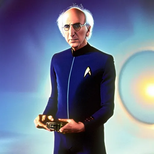 Image similar to “ still of star trek the next generation. larry david as captain on the bridge of the enteprise, 4 k ” w - 1 0 2 4