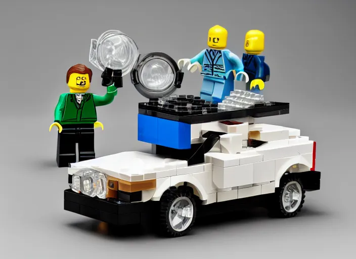 Prompt: product photo still of walter white pontiac aztec lego set, 8 k, 1 2 0 mm macro, f 1. 8, studio lighting, key light