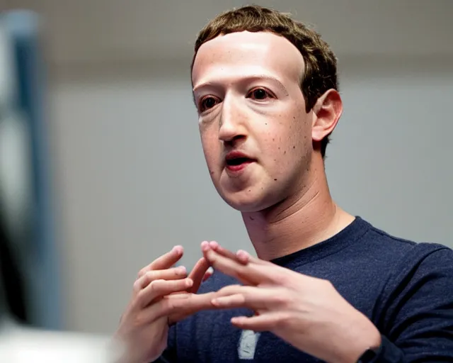 Image similar to mark zuckerberg plays termiantor, scene where his endoskelet gets exposet,