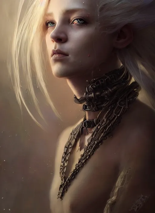 Image similar to fantasy changeling girl with blonde dreadlocks revealing her true nature, staring eyes, dim light, front game card, marvel comics, dark, intricate, highly detailed, smooth, smirking, artstation, digital illustration by ruan jia and mandy jurgens and artgerm and wayne barlowe and greg rutkowski and zdislav beksinski