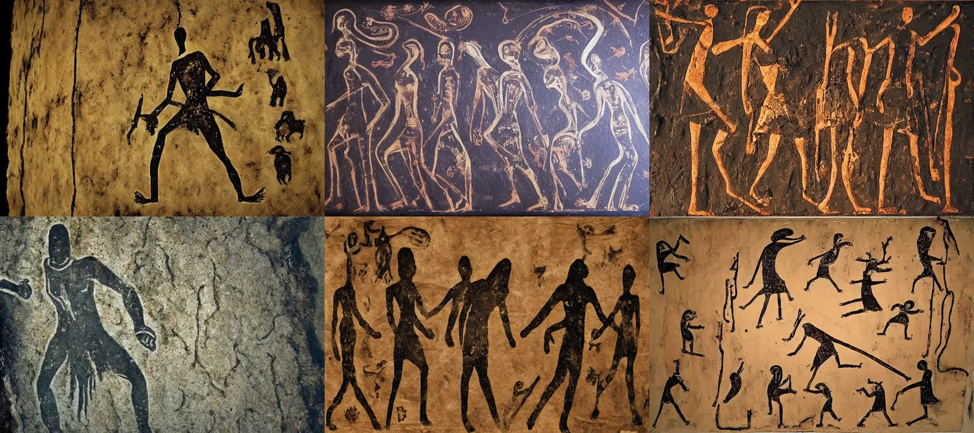 Prompt: the matrix as a cave painting
