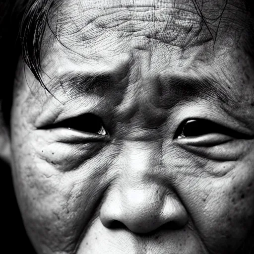 Image similar to a close up photographic portrait of akie kotabe looking worried taken by annie leibowitz. cinematic lighting, blue background colour, 5 0 mm, subsurface scatter.