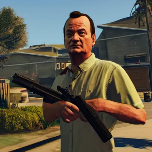 Image similar to bill murray as the protagonist of gta 5, screenshot