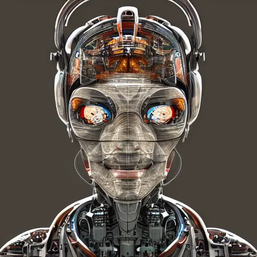 Prompt: a detailed portrait of a robot by christoper balaska, digital art, illustration