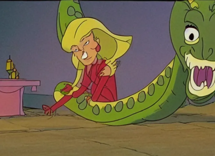 Image similar to a film still from the cartoon the lazy dragon ( 1 9 8 0 ) directed by walt disney