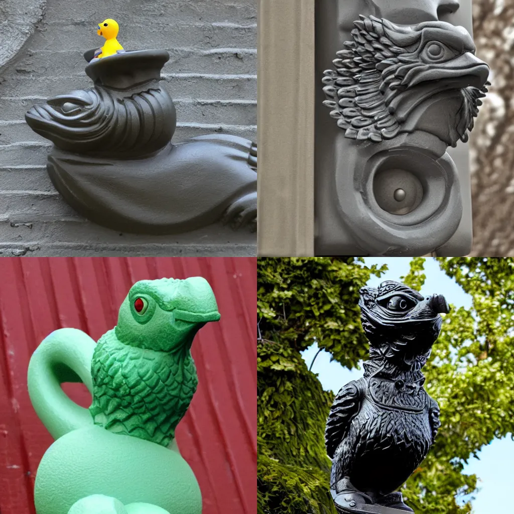 Prompt: A Rubber Ducky Gargoyle