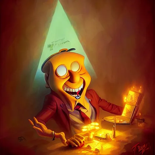 Image similar to bill cipher from gravity falls by ross tran, artgerm, marc simonetti, gil elvgren