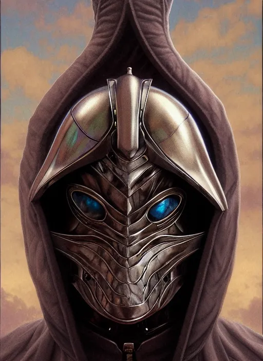 Image similar to anthropomorphic edgyknight head in iridescent darkyiron mr bean giant pupils, intricate, elegant, highly detailed face, wide angle, digital painting, artstation, concept art, sharp focus, illustration, art by artgerm, bob eggleton, stephen hickman, richard corben, wayne barlowe, greg rutkowski, alphonse mucha, 8 k