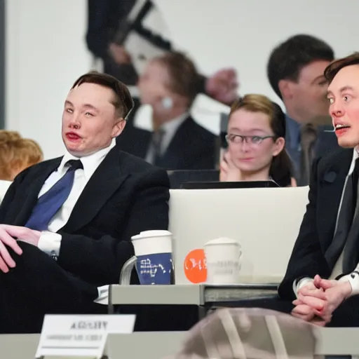 Prompt: alan turing sitting next to elon musk talking