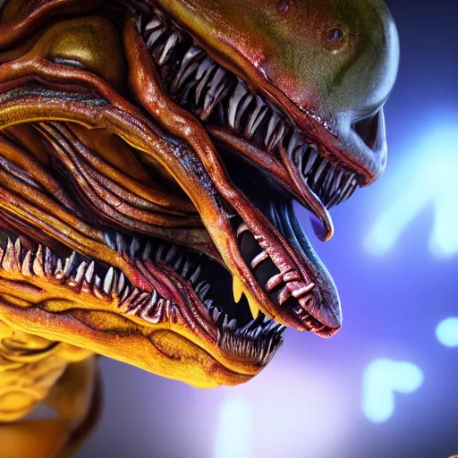 Image similar to macro photo of alien lifeforms colorful, full body, 8k photorealistic, cinematic lighting, detailed, photorealistic, unreal engine