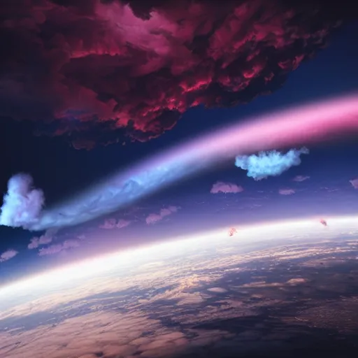 Prompt: promotional movie still, view of alien gas clouds, extreme fluffy clouds, colors, 3 d, digital art, panorama, wide - angle view, skyscape, octane 3 d render, ue 5, realism, cinematic, imax 7 0 mm.
