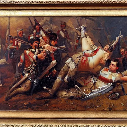 Image similar to all is fair in love and war, historical oil painting, highly intricate