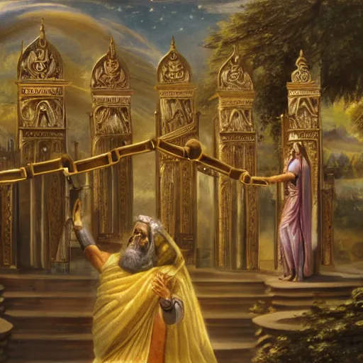 Prompt: Rama closing the gates of time,H 1024,W 1024,matte painting