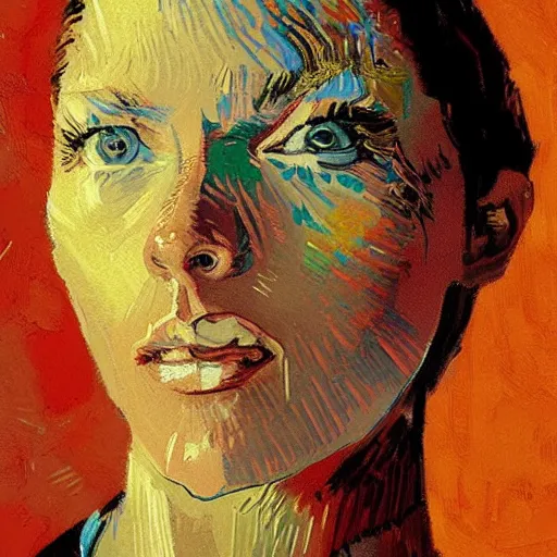 Image similar to painting of an woman basketball player, a van gogh style, greg rutkowski, jared chavez artstation