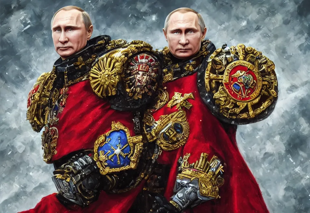 Image similar to portrait of vladimir putin as emperor in warhammer 4 0 k, 4 k, 8 k