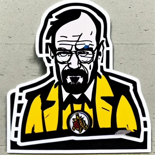 Image similar to die cut sticker, walter white with wings in the joker outfit