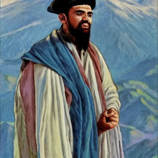 Image similar to a glorified muslim, over the mountains