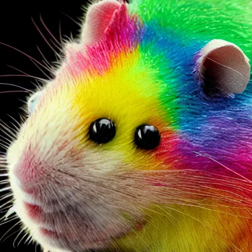 Image similar to rainbow hamster made out of large rainbow gems, 8 k hd