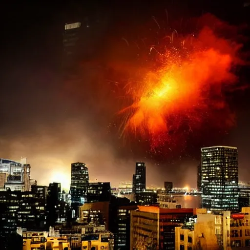 Image similar to gigantic explosion in city