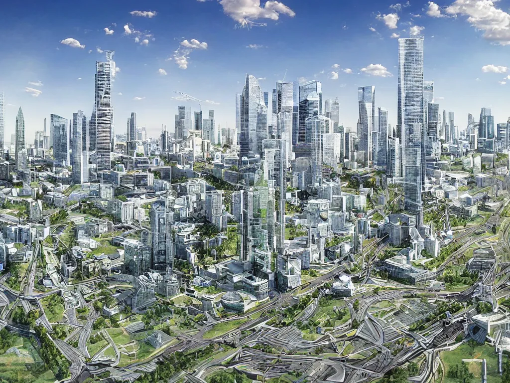 Prompt: moscow city landscape in future