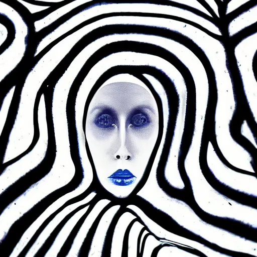 Blue Woman Inside Her Fingerprint Surrealistic Stable Diffusion Openart