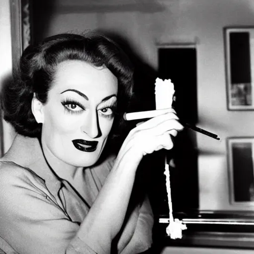 Image similar to joan crawford smoking a joint or cigarette, photo journalism