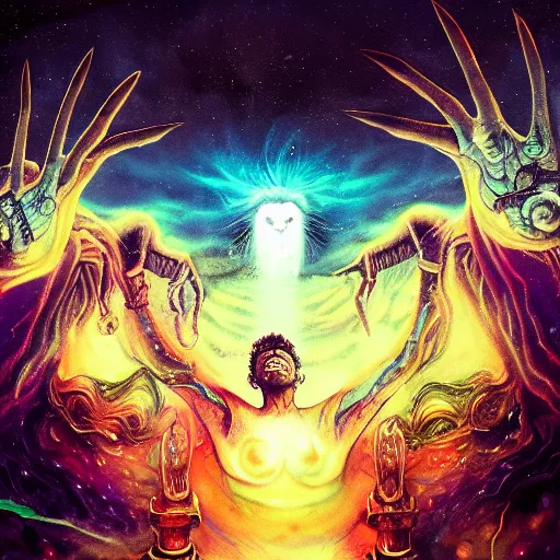 Image similar to flying lotus, fantasy art, sky in the background, detailed, behrens style