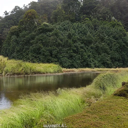 Image similar to From the pa we pulled up the Waiwhetu River, which there had lofty Rimu trees on its banks. The various bends were very beautiful and secluded, and seemed to be the home of the grey duck and teal, and numerous other wild fowl. Here and there, on the bank, was a patch of cultivation, and the luxuriant growth of potatoes, taros, and. Kumara, indicated the richness of the soil. As seen from the ship, or the hills, a lofty pine wood appeared to occupy the whole breadth and length of the Hutt Valley, broken only by the stream and its stony margin. This wood commenced about a mile from the sea, the intervening space being a sandy flat and a flax marsh. About the Lower Hutt and the Taita, it required a good axe-man to clear in a day a space large enough to pitch a tent upon. New Zealand. Aerial photography. Sunset, misty, wilderness.