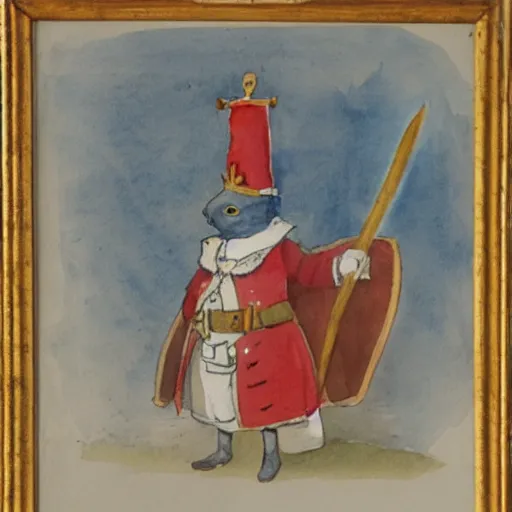 Image similar to A rabbit dressed as a carolean soldier, watercolour