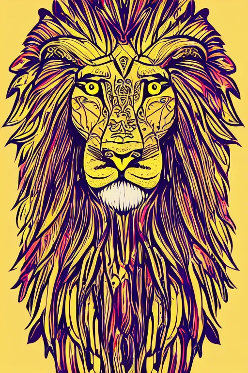 Image similar to Portrait of a lion in a medieval armor, colorful, illustration, highly detailed, simple, smooth and clean vector curves, no jagged lines, vector art, smooth