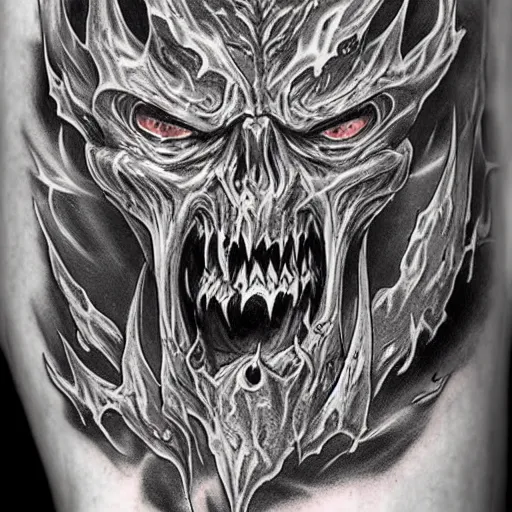 skull demon tattoo stencil