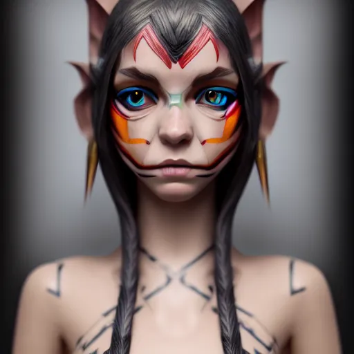 Image similar to full body shot of an elf girl, photorealistic, perfect symmetrical image, symmetrical face, perfect face, longshot, trending on artstation
