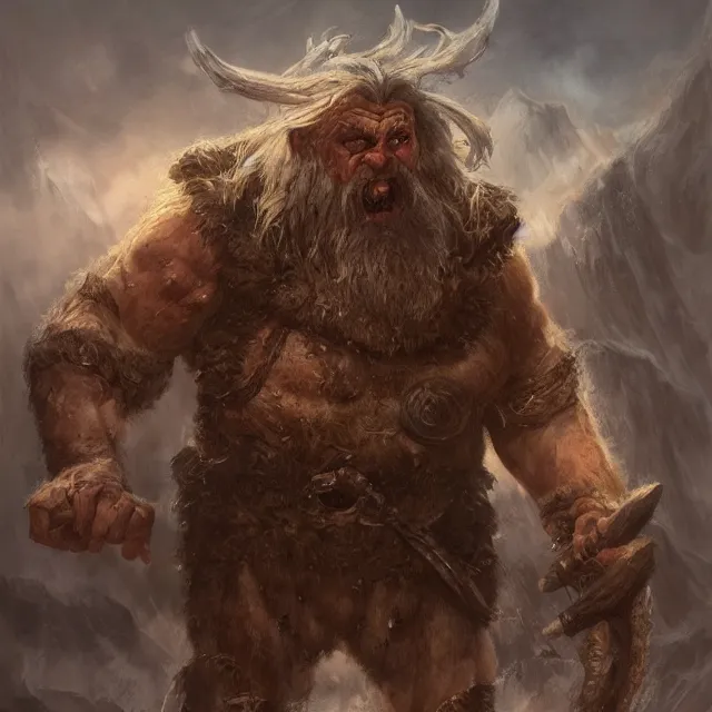Prompt: A norse troll for Trudvang by Paul Bonner, oil on canvas, artstation