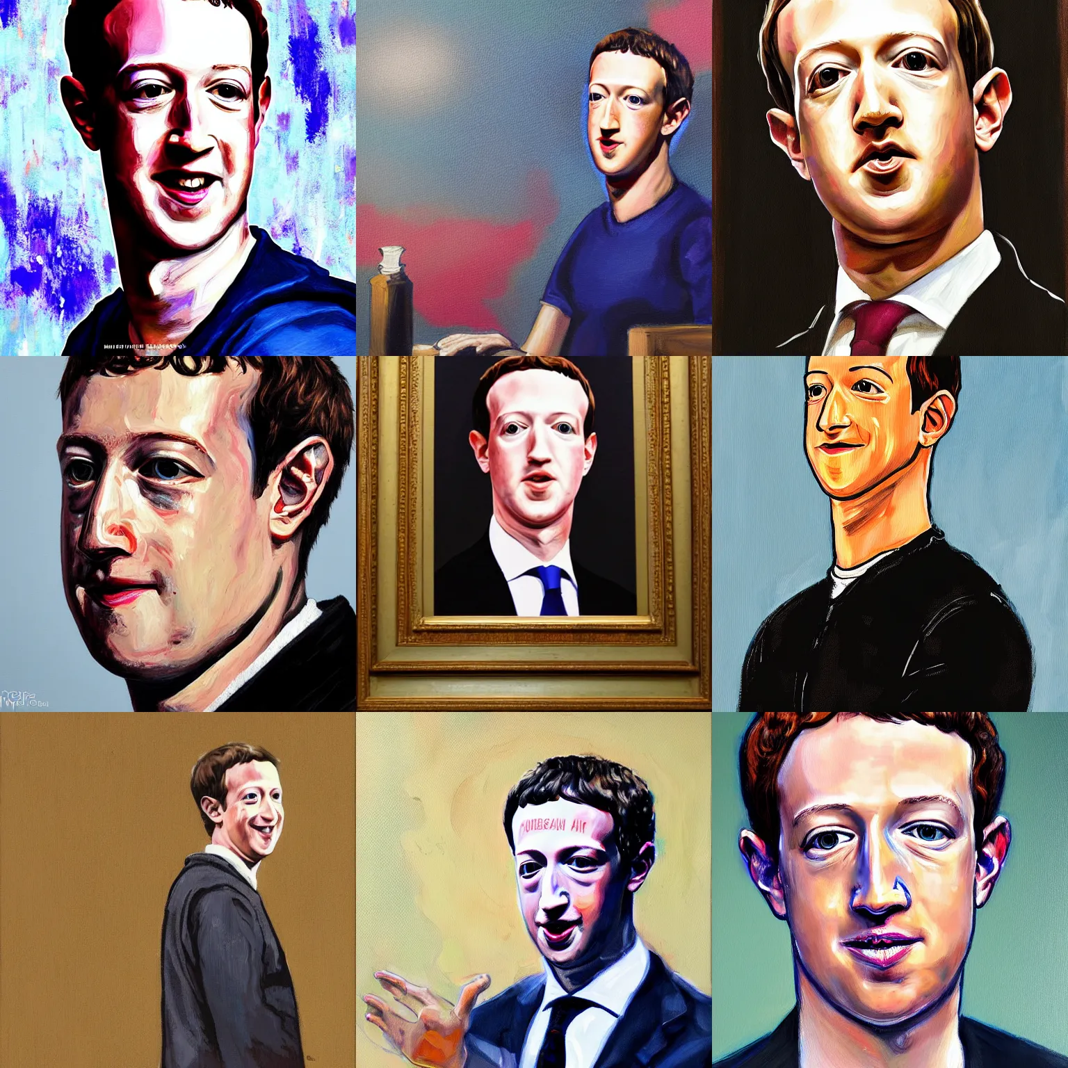 Prompt: a painting of mark zuckerberg in the style of yuukoku no moriarty