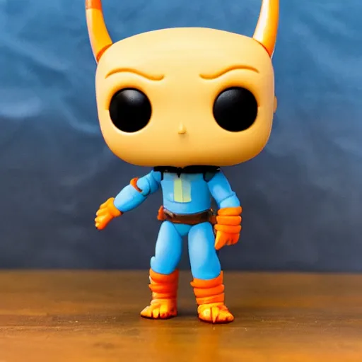 Prompt: filbo, a funko pop of Filbo from Bugsnax, detailed product photo.