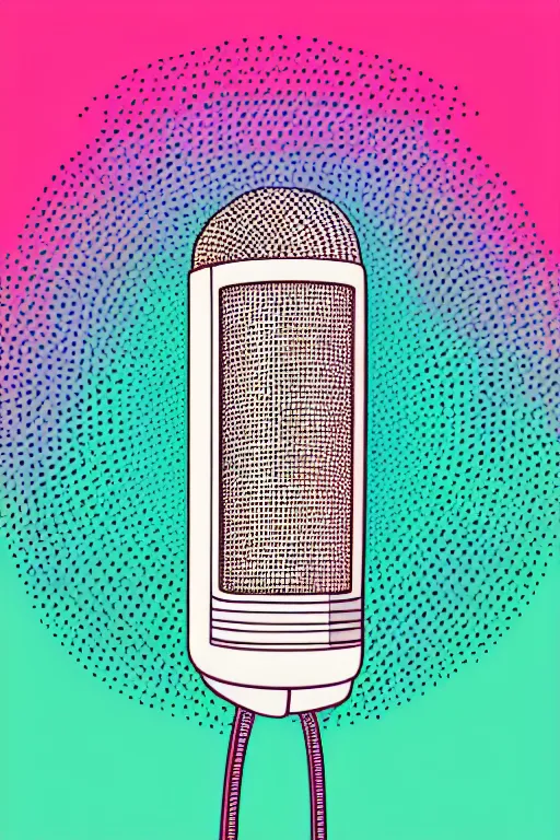 Prompt: minimalist boho style art of a colorful microphone, illustration, vector art