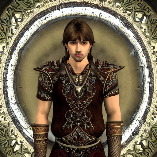 Image similar to kevin heart in skyrim, symmetrical, full body image, highly ornate intricate details,