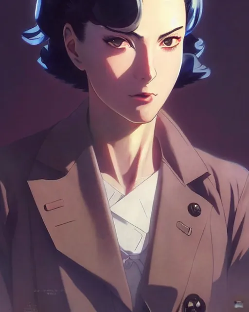 Image similar to portrait Anime 1940s Detective smoking Sharp fine face pretty face, realistic shaded Perfect face, fine details. Anime. cyberpunk realistic shaded lighting by katsuhiro otomo ghost-in-the-shell, magali villeneuve, artgerm, rutkowski Jeremy Lipkin and Giuseppe Dangelico Pino and Michael Garmash and Rob Rey