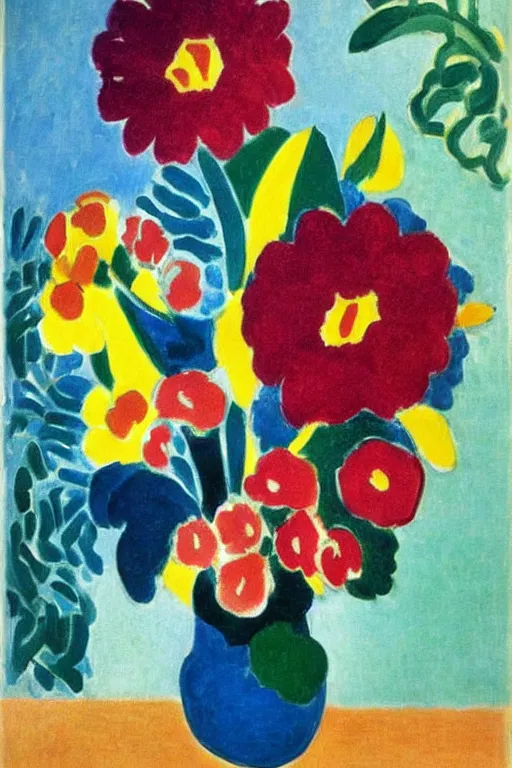 Image similar to flowers in the style oh Henri Matisse, poster