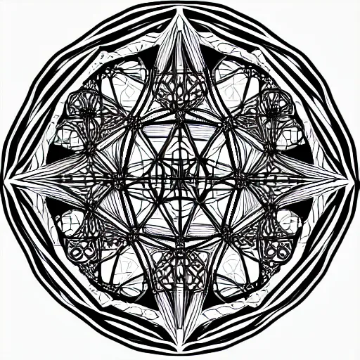 Image similar to intricate, lots of parts, high detail, sacred geometry, line art