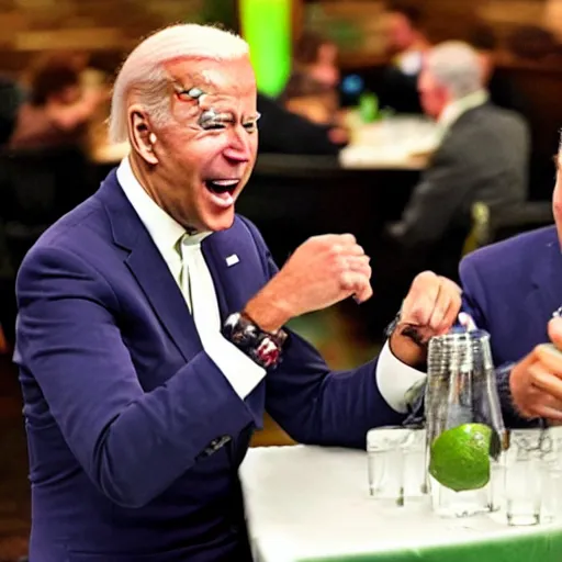 Prompt: Joe Biden Yelling at Lime on table