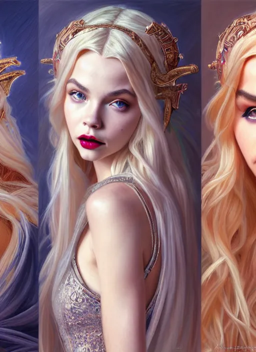 Image similar to ultra realistic illustration, a stunningly beautiful greek gothic goddess of chaos played by jordyn jones and dove cameron and margot robbie and taylor swift and megan fox, intricate, elegant, highly detailed, digital painting, artstation, concept art, smooth, sharp focus, illustration, art by artgerm and greg rutkowski and alphonse mucha